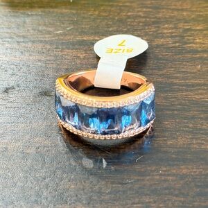 Bomb Party OG Aqua Blue Spinel and Rose Gold Ring - Size 7